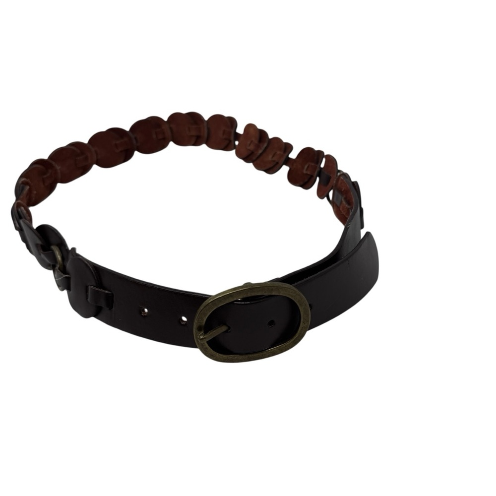 Brown Leather Concho Western Boho Hippie Festival Cowgirl Statement Belt M/L - Picture 8 of 9